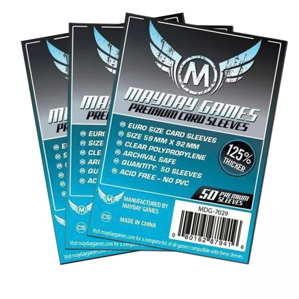 Mayday Premium 50x Clear Standard European Card Sleeves 59mm x 92mm