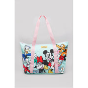 Mickey And Friends Strike A Pose Turquoise Large Tote Bag