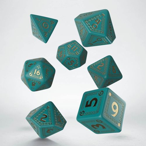Q-Workshop RuneQuest: Turquoise &amp; Gold Dice Set