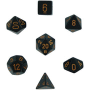Opaque Polyhedral Dice 7 Set: Black/gold