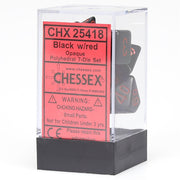 Opaque Polyhedral Dice 7 Set: Black/red