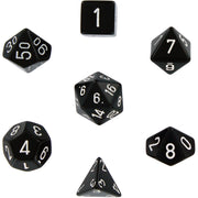 Opaque Polyhedral Dice 7 Set: Black/white