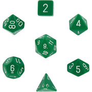 Opaque Polyhedral Dice 7 Set: Green/White