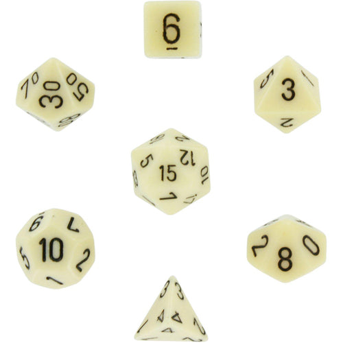 Opaque Polyhedral Dice 7 Set: Ivory/Black