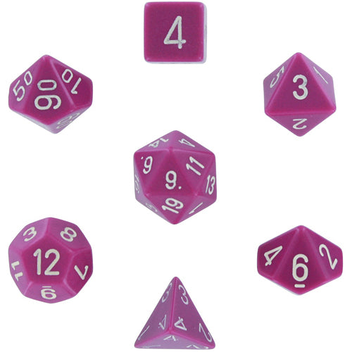 Opaque Polyhedral Dice 7 Set: Light Purple/white