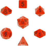 Opaque Polyhedral Dice 7 Set: Orange/black