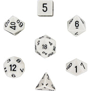 Opaque Polyhedral Dice 7 Set: White/black