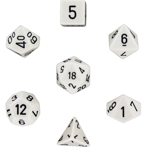 Opaque Polyhedral Dice 7 Set: White/black