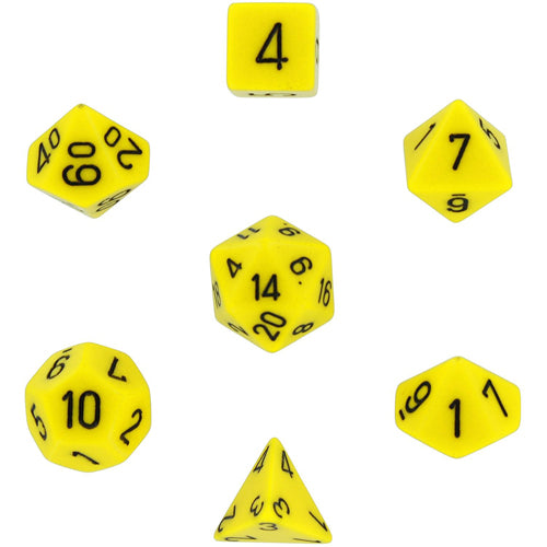 Opaque Polyhedral Dice 7 Set: Yellow/black
