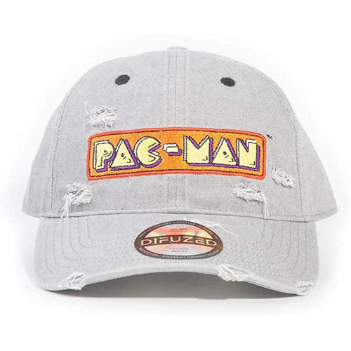 Pac Man Logo Curved Bill Baseball Cap (Grey Denim)