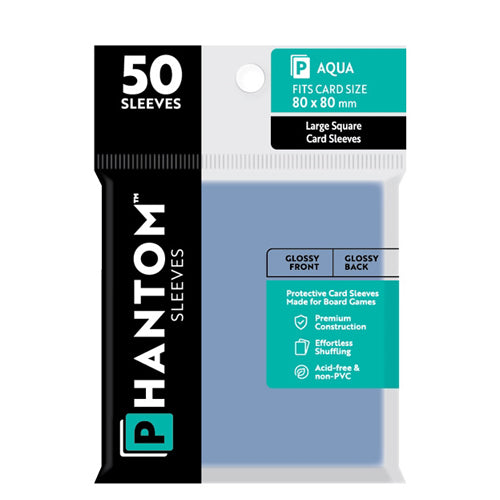 Phantom Sleeves: Aqua Size (80mm x 80mm) - Gloss/Gloss (50)