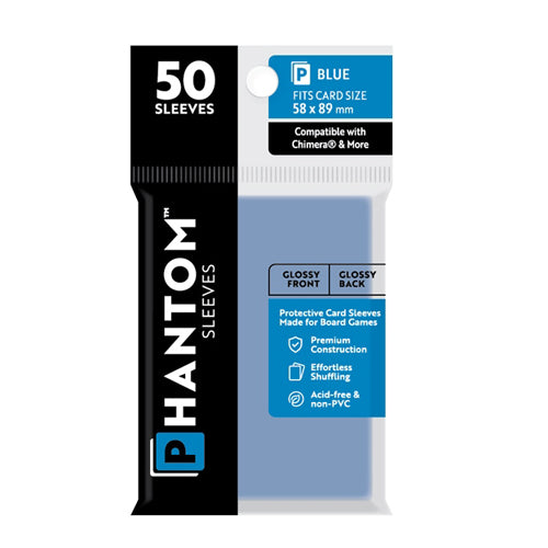 Phantom Sleeves: Blue Size (58mm x 89mm) - Gloss/Gloss (50)