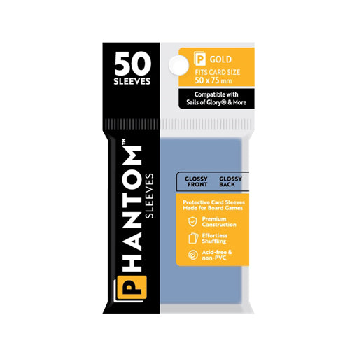 Phantom Sleeves: Gold Size (50mm x 75mm) - Gloss/Gloss (50)
