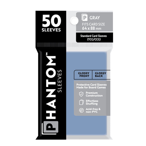 Phantom Sleeves: Gray Size (64mm x 88mm) - Gloss/Gloss (50)