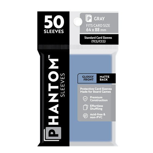 Phantom Sleeves: Gray Size (64mm x 88mm) - Gloss/Matte (50)