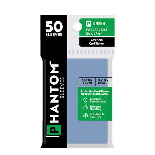 Phantom Sleeves: Green Size (56mm x 87mm) - Gloss/Gloss (50)