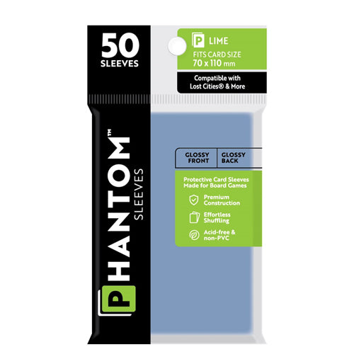Phantom Sleeves: Lime Size (70mm x 110mm) - Gloss/Gloss (50)