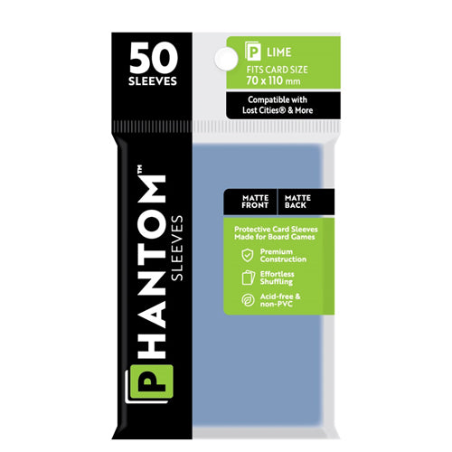 Phantom Sleeves: Lime Size (70mm x 110mm) - Matte/Matte (50)