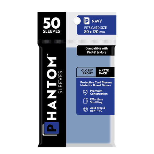 Phantom Sleeves: Navy Size (80mm x 120mm) - Gloss/Matte (50)