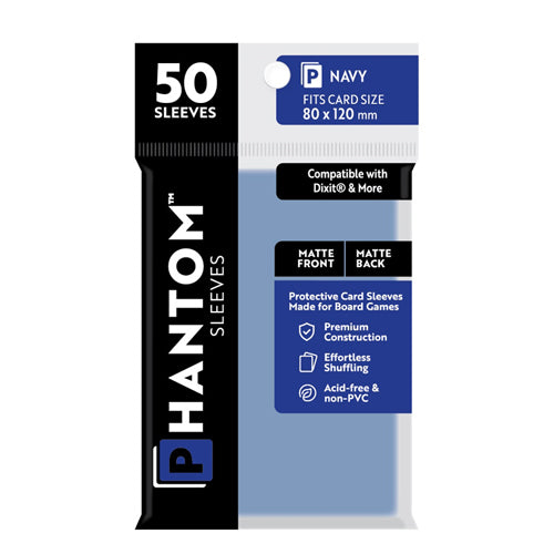 Phantom Sleeves: Navy Size (80mm x 120mm) - Matte/Matte (50)
