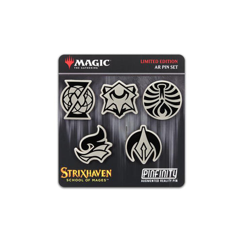 pinfinity mtg card back AR Pins: Magic: the Gathering - Strixhaven Emblem Set Color:Storm Blue OverSized Art box packaging. Here's How And When