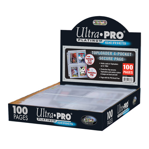 Platinum Series Toploader 4-Pocket Secure Page (3-Hole, Box 100)