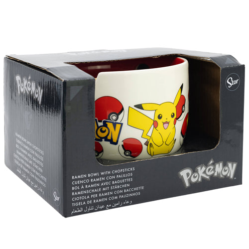 Pokemon Face Young Adult Dolomite Ramen Bowl with Chopsticks in Giftbox
