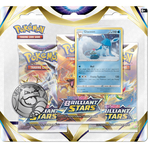Pokemon TCG: Sword & Shield Brilliant Stars 3-Pack Booster - Glaceon