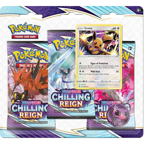 Pokemon TCG: Sword & Shield Chilling Reign 3-Pack Blister - Eevee