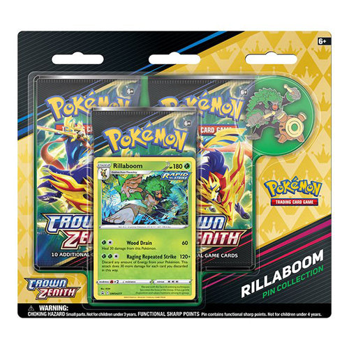 Pokemon TCG: Sword and Shield 12.5 Crown Zenith Pin Collection - Rillaboom