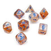 Poly 7 Set: Borealis Rose Gold/light blue Luminary 7-Die Set Lab Dice