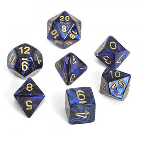 Poly 7 Set: Scarab Royal Blue/gold