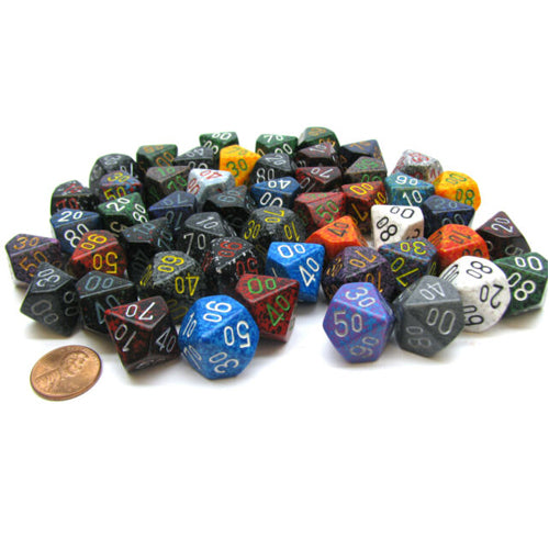 Polyhedral D10 Dice: Bag of 50 Assorted: Speckled