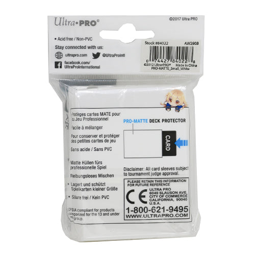 Pro Matte Small White Deck Protector Sleeves