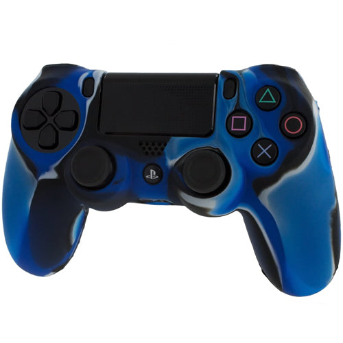 Pro Soft Silicone Protective Cover with Ribbed Handle Grip [Blue Camo] - PS4