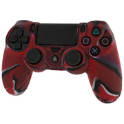 Pro Soft Silicone Protective Cover with Ribbed Handle Grip [Camo Red] - PS4