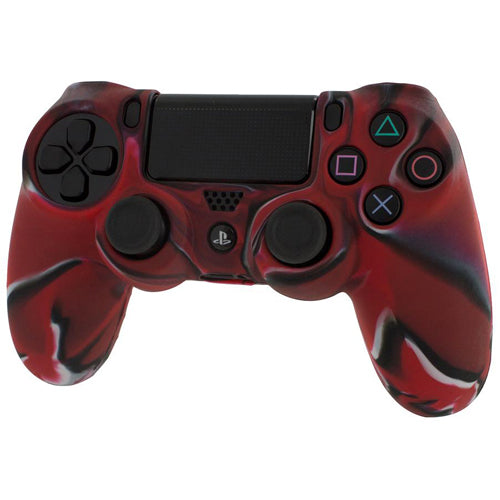 Pro Soft Silicone Protective Cover with Ribbed Handle Grip [Camo Red] - PS4