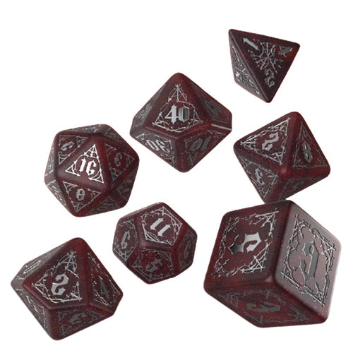 Q-Workshop Bloodsucker Shimmering Red & Silver Dice Set