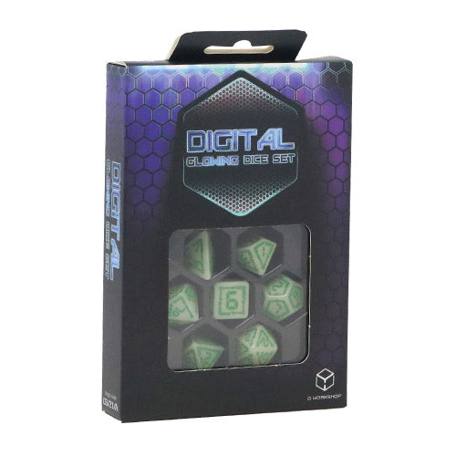 Q-Workshop Digital Glowing Dice Set: Radiant & Green