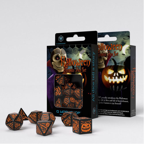 Q-Workshop Halloween Pumpkin Black & orange Dice Set