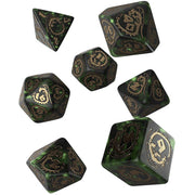 Q-Workshop Runic Bottle-Green & gold Dice Set