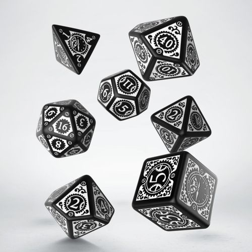 Q-Workshop Steampunk Clockwork Black & White Dice Set