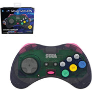 Retro-Bit Official SEGA Saturn Wireless Controller with Bluetooth (Grey- Clear)