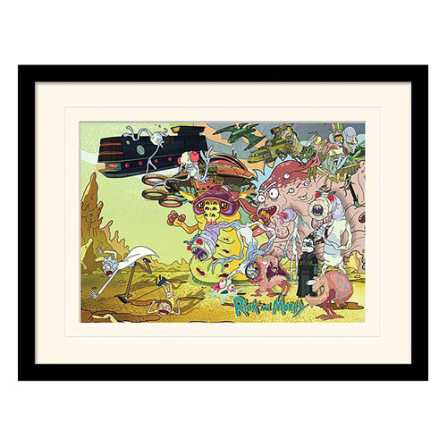 Rick and Morty Collector Print Framed Poster Creature Barrage (white background)