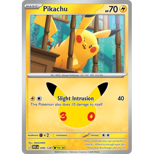 Pikachu 30C 036/128 - Holo