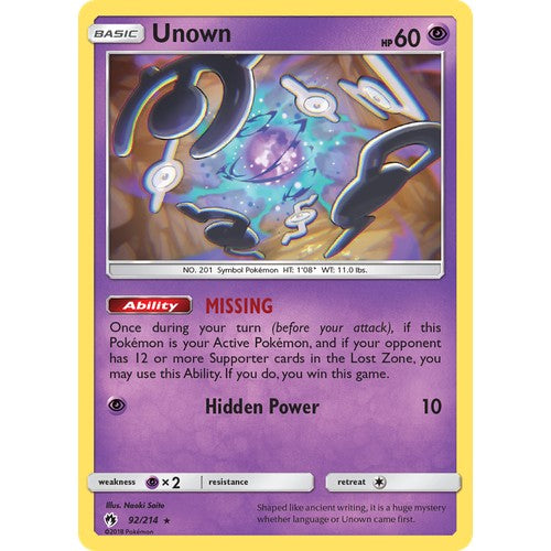 Unown SM8 92/214 - Reverse Holo