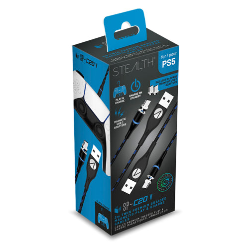 STEALTH SP-C20V Twin Magnetic Play & Charge Cables (2 x 3m)