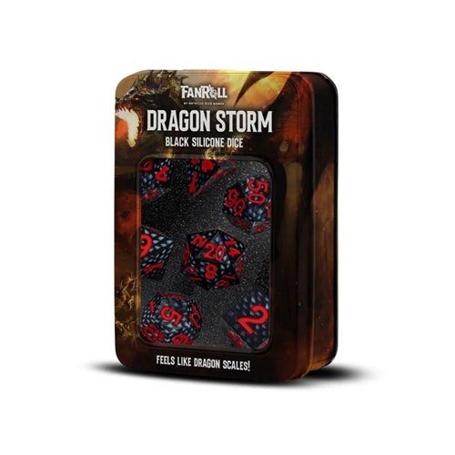Silicone Dice Set- Black Dragon Scales: Dragon Storm: FanRoll