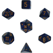 Speckled Polyhedral Dice 7 Set: Golden Cobalt