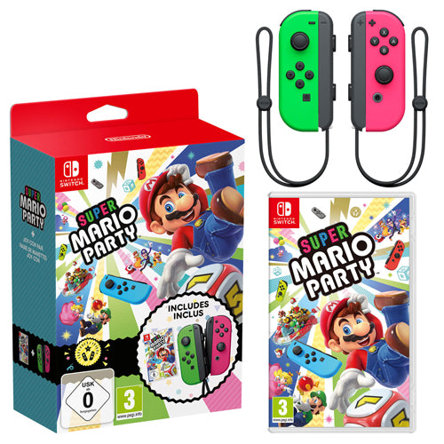 Super Mario Party and Neon Green / Neon Pink Joy-Con Bundle - Nintendo Switch